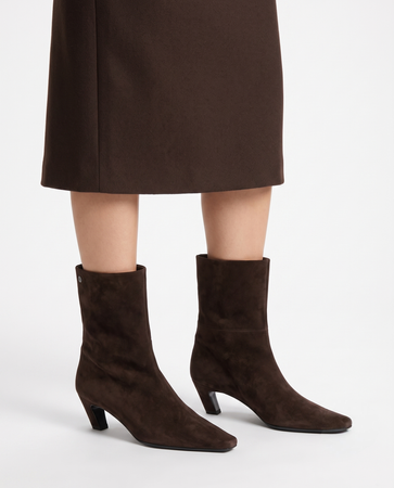 Maciejka Skórzane Botki Damskie Na Słupku Brązowe K7791-02/00-7