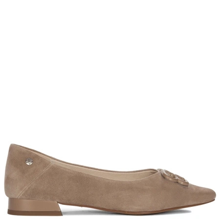 Maciejka Baleriny Skórzane Pointed Toe Płaski Obcas Beżowe K6806-04/00-1