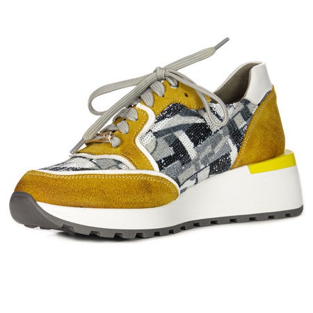 Maciejka Woman's Yellow Leather Sneakers 06390-07/00-7