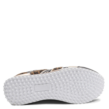 Maciejka Skórzane Sneakersy Wzory Zwierzęce Srebrne Detale M7356-25/00-7
