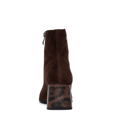 Maciejka Suede Ankle Boots Block Heel Side Zip Chocolate Brown K7202-02/00-8