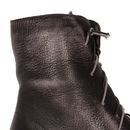 Maciejka Leather Lace-Up Ankle Boots Block Heel Black 3263S-01/00-3
