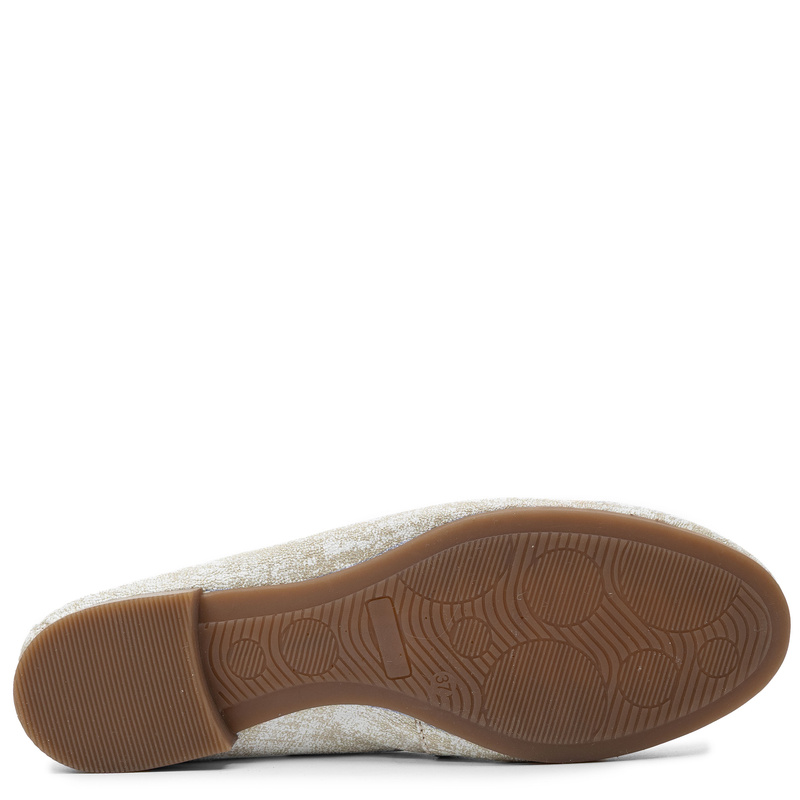 Maciejka Leather Ballet Flats Pearl Finish Almond Toe White-Gold P6800-26/00-0