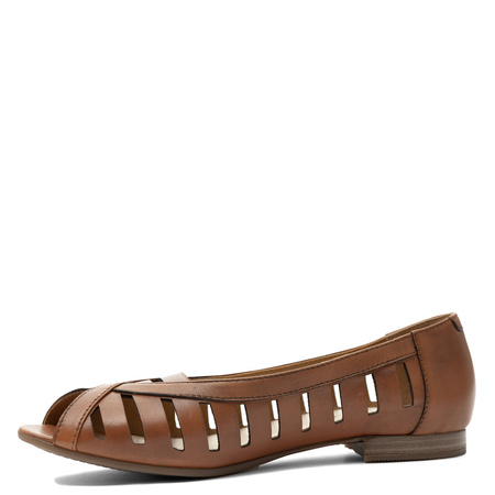 Maciejka Leather Ballet Flats Cutout Peep-Toe Brown P7540-29/00-1
