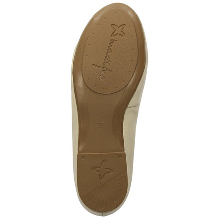 Maciejka Leather Ballerina Flats Soft Insole Low Heel Beige 00903-32/00-5