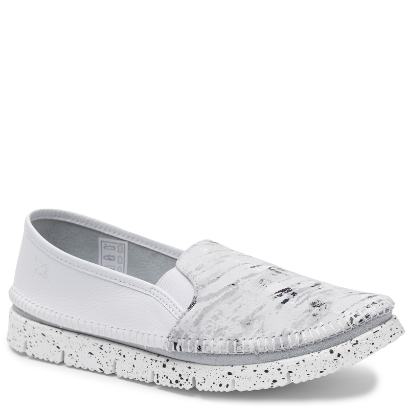 Maciejka Women's Speckled Leather Slip-On Shoes Casual White 3512W-33/00-5