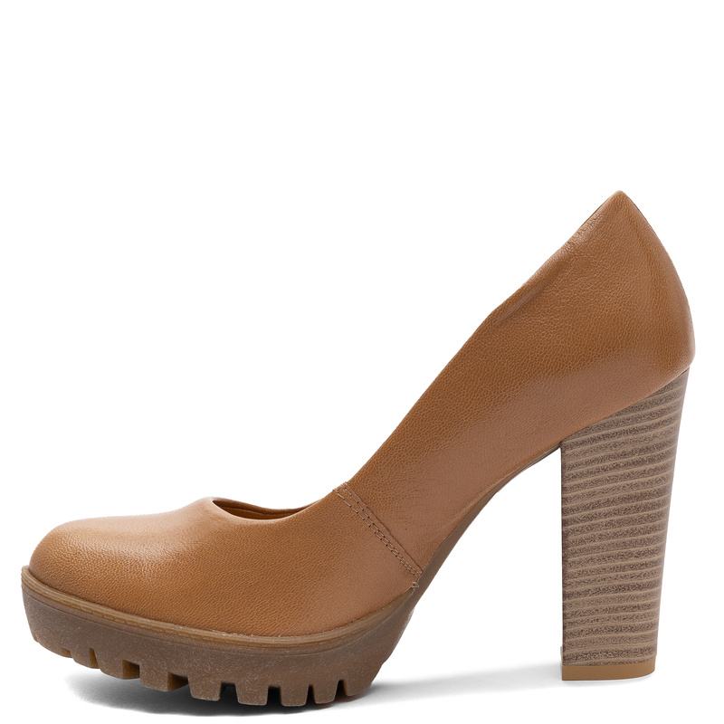 Maciejka Leather Block Heel Platform Pumps Orange 2629W-01/00-1