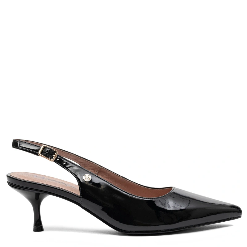 Maciejka Leather Patent Slingback Pumps Black K7448-01/00-1