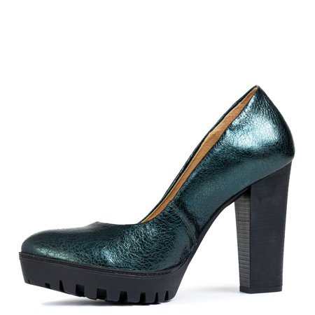 Maciejka Pumps 2629W-03/00-1 Green Metallic with Thick Heels - Stylish Women's Shoes