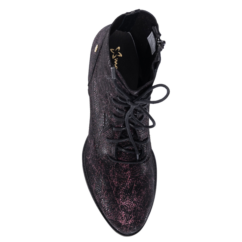 Maciejka Leather Artistic Ankle Boots Black Purple 6391W-44/00-1
