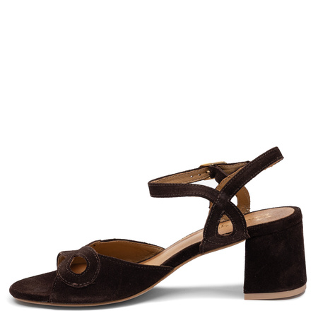 Maciejka Original Leather Women's Sandals On A Stable Block Heel Brown 07560-02/00-1