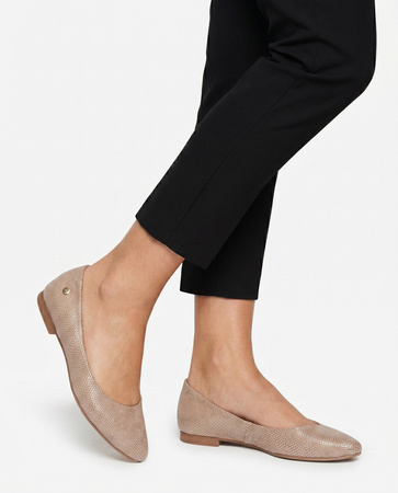 Maciejka Leather Ballet Flats Gold Snake Print 4100W-17/00-8