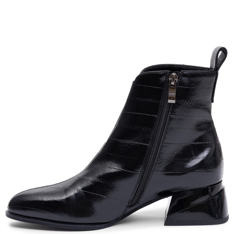 Maciejka Leather Ankle Boots Pointed Toe Geometric Block Heel Black K7675-01/00-7