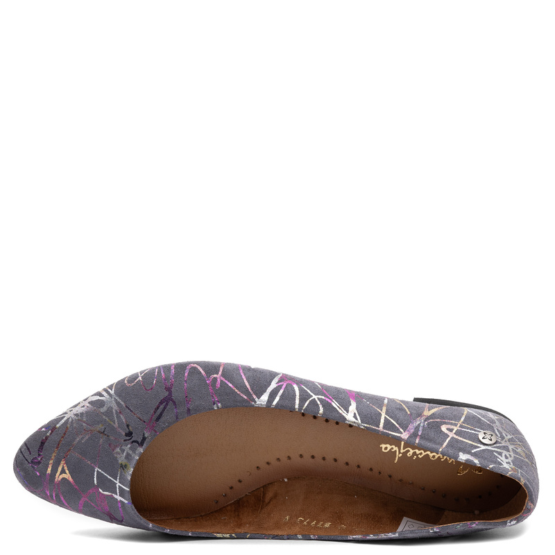 Maciejka Leather Ballerinas Artistic Graffiti Pattern Grey 4100W-12/00-8