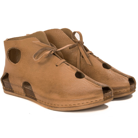 Maciejka Leather Lace-Up Cut-Out Brown 03426-19/00-6
