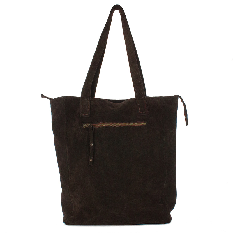 Maciejka Women's Grey Velor Leather Handbag
