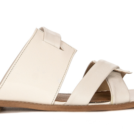 Maciejka Beige Women's Leather Slides