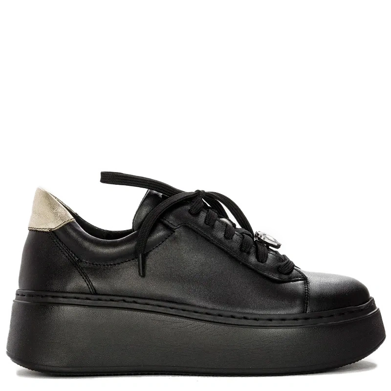 Maciejka Women's Black Genuine Leather Platform Sneakers 06191-01/00-8