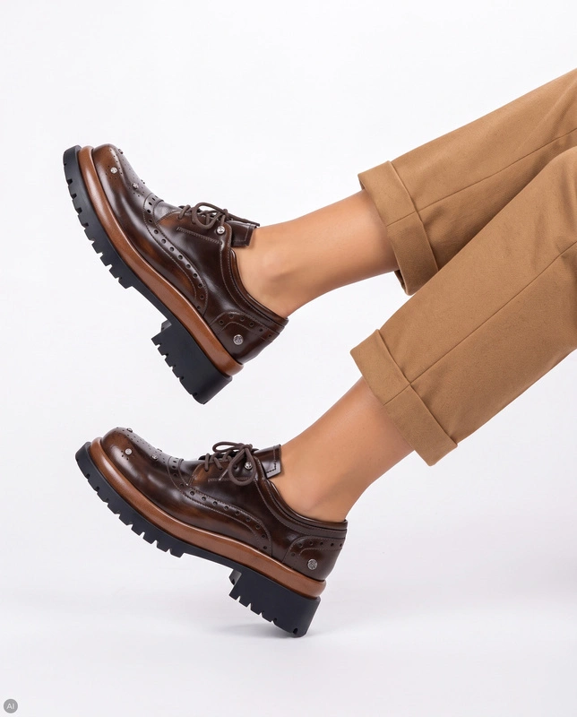 Maciejka Women's Leather Platform Shoes Timeless Design Elegant Brown K7725-02/00-1