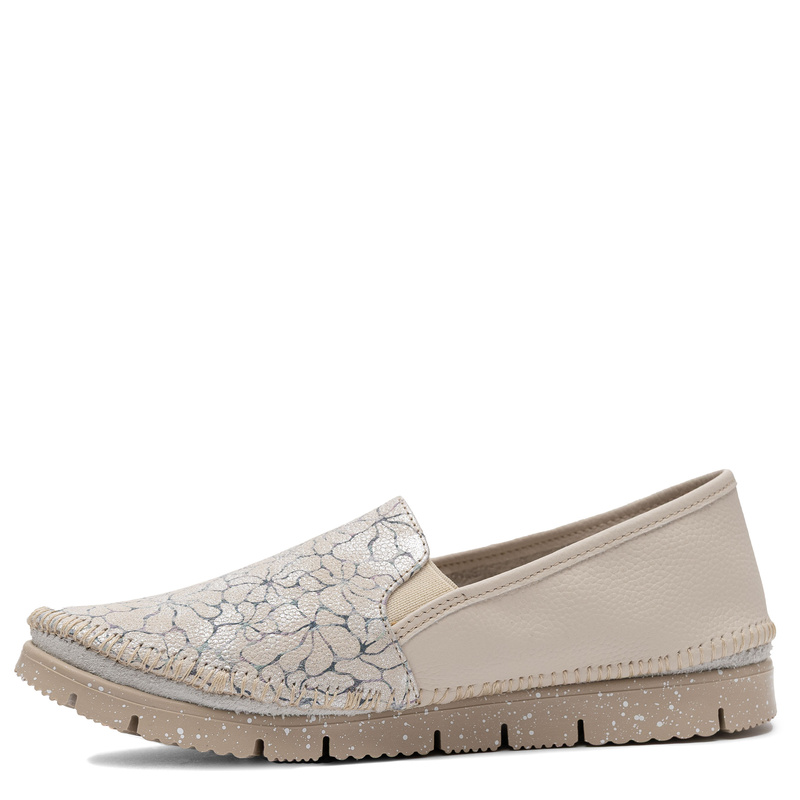 Maciejka Skórzane Półbuty Slip-On Ręczne Przeszycia Beżowe 03512-69/00-0