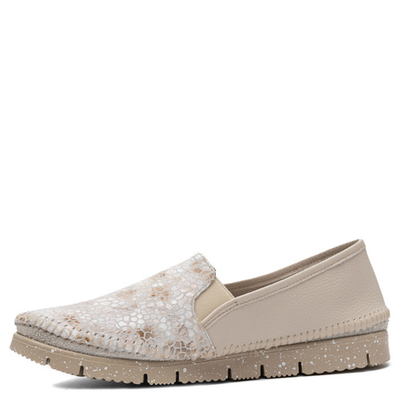 Maciejka Leather Slip-On Loafers Patterned Vamp Beige 03512-72/00-0