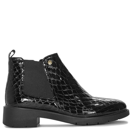 Maciejka Leather Ankle Boots Patent Snake-Embossed Black P7219-01/00-7