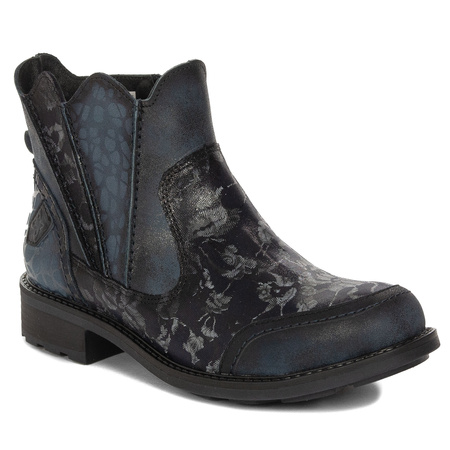 Maciejka Crafted Leather Ankle Boots Flat Heel Navy 07006-06/00-8