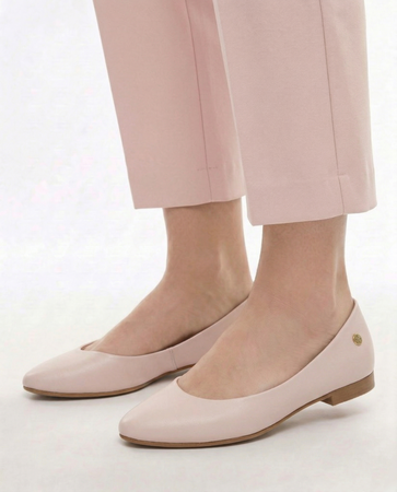 Maciejka Leather Almond Toe Ballet Flats Beige 4100W-15/00-8