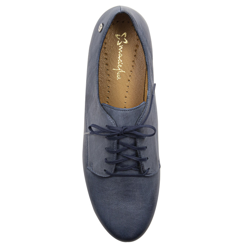 Maciejka Women's Navy Leather Flat Shoes