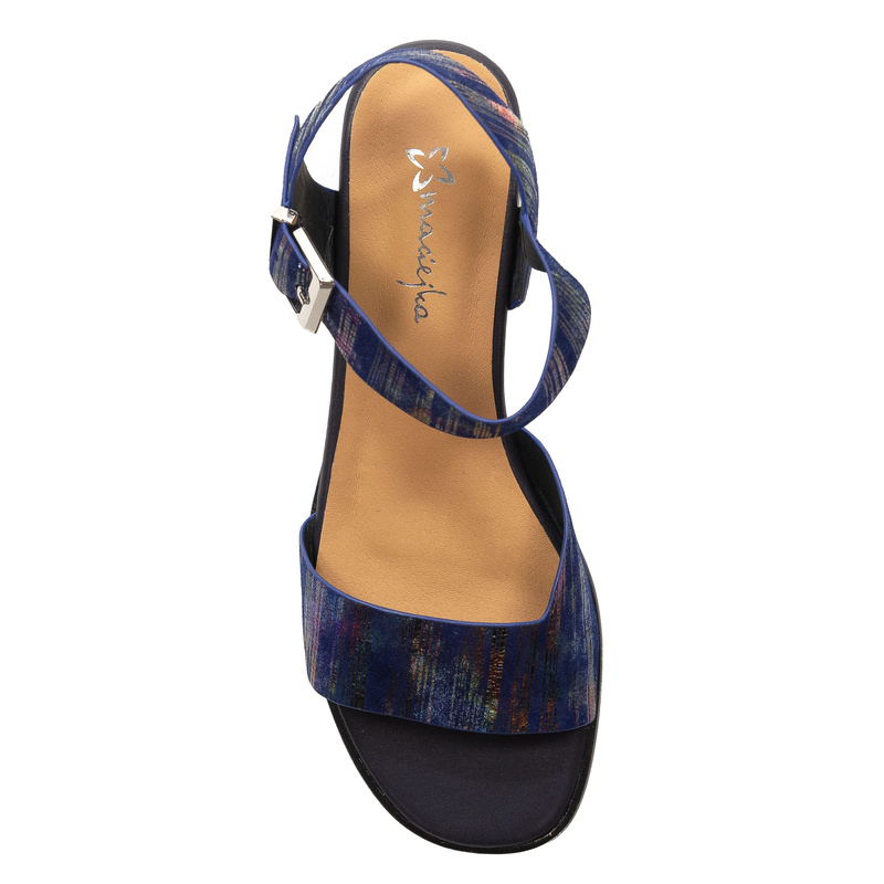 Maciejka Artisanal Women's Leather Sandals On Stable Block Heel Blue N6802-17/00-1