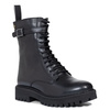 Maciejka Leather Lace-Up Boots Chunky Sole Side Zipper Black P7226-01/00-7