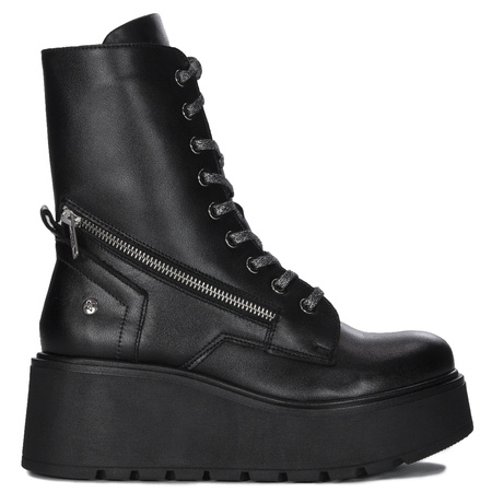 Maciejka Leather Platform Boots High Shaft Black 06676-01/00-8