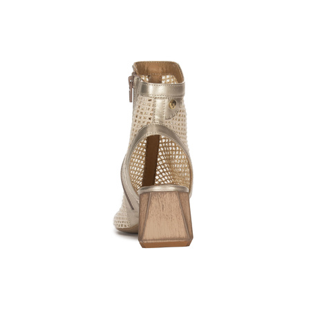 Maciejka leather cutout block-heel sandals gold 06899-25/00-0