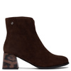 Maciejka Suede Ankle Boots Block Heel Side Zip Chocolate Brown K7202-02/00-8