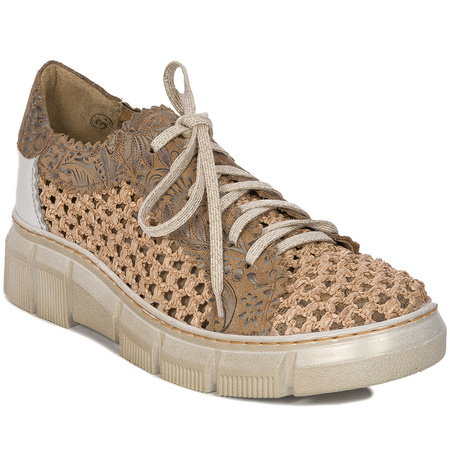 Maciejka Openwork Leather Platform Lace-Ups Beige 05850-04/00-1