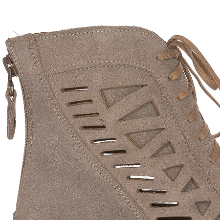 Maciejka Beige velor Lace-Up Boots