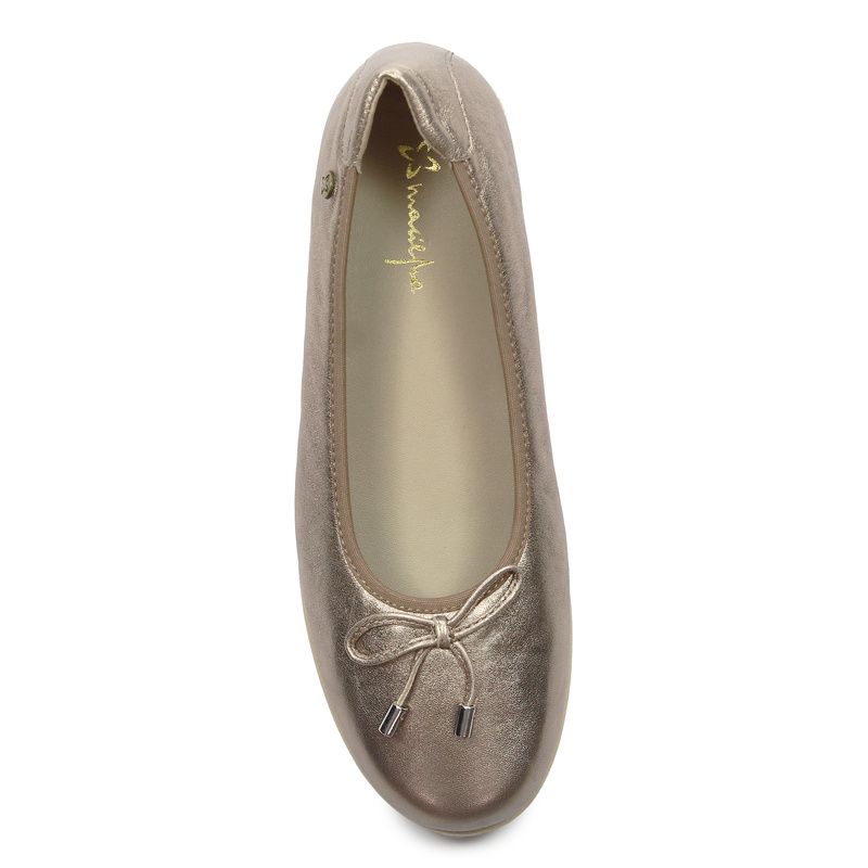 Maciejka Gold Leather Ballet Flats On A Low Wedge P6504-25/00-1