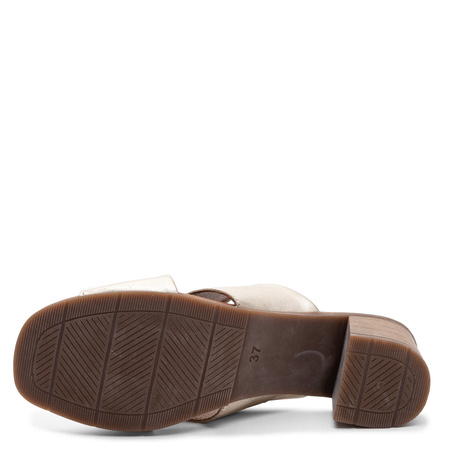 Maciejka Gold Leather Heeled Mules E7390-25/00-1