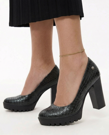 Maciejka Pumps Leather Snake-Embossed Platform Green 2629W-02/00-1