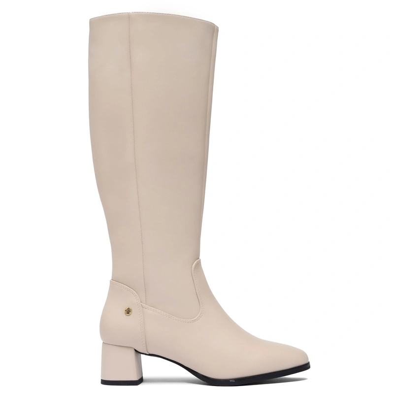 Maciejka Women's Leather Block Heel Knee High Boots Beige A7165-04/00-7
