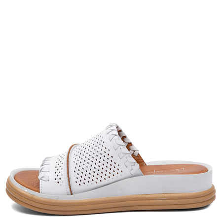 Maciejka Leather Platform Mules White L7630-11/00-1