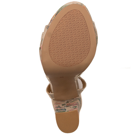 Maciejka Women's Sandals Natural Leather Gold + Flowers