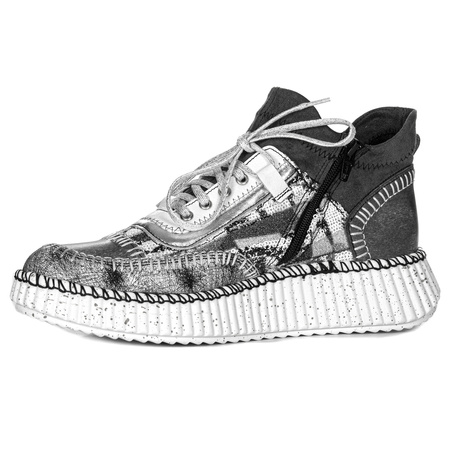 Maciejka Półbuty sneakersy skórzane na platformie popiel