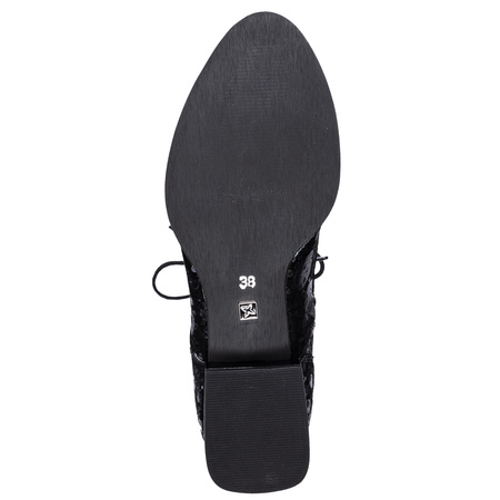 Maciejka Botki Skórzane Sznurowane Z Zamkiem Czarne 6391W-43/00-1