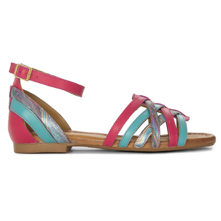 Maciejka Women's Leather Sandals Pink Blue
