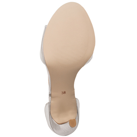 Maciejka Leather Sandals T-Bar Stiletto Silver 2755J-35/00-1