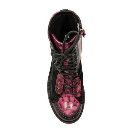 Maciejka Women's Leather Ankle Boots Black and Pink