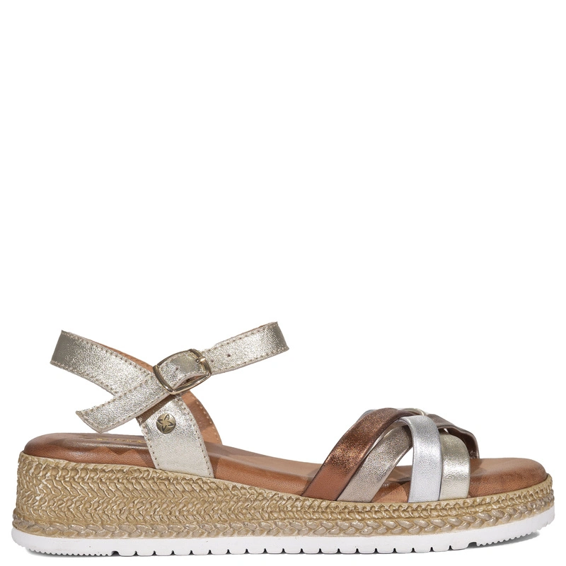 Maciejka Leather Sandals Metallic Wedge Gold-Silver-Copper P7503-25/00-1