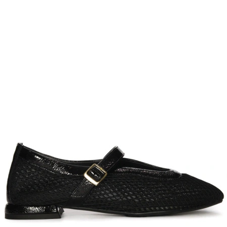 Maciejka Leather Mary Jane Ballerinas Almond Toe Black 06939-01/00-0