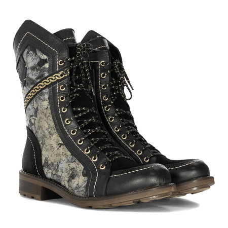 Maciejka Women's Leather Boots Black and Gold